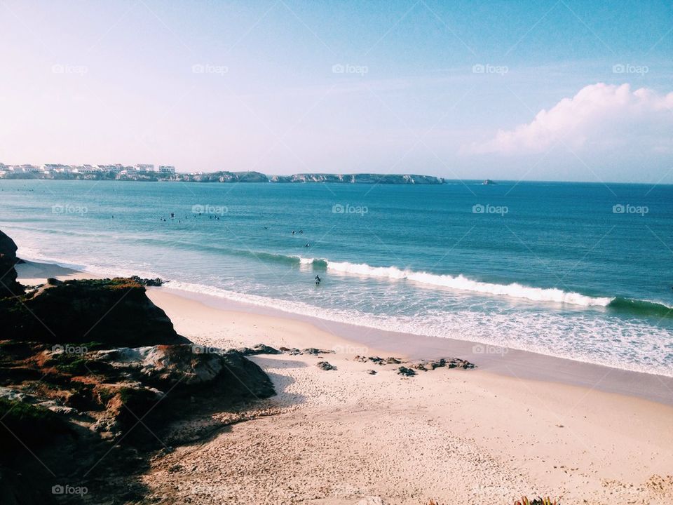 Scenic view of sandy beach