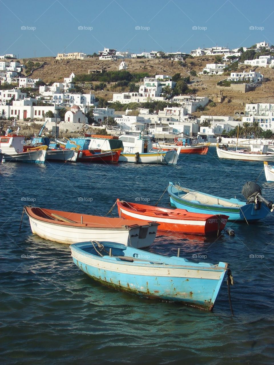 Boats in Mykonos old harbor