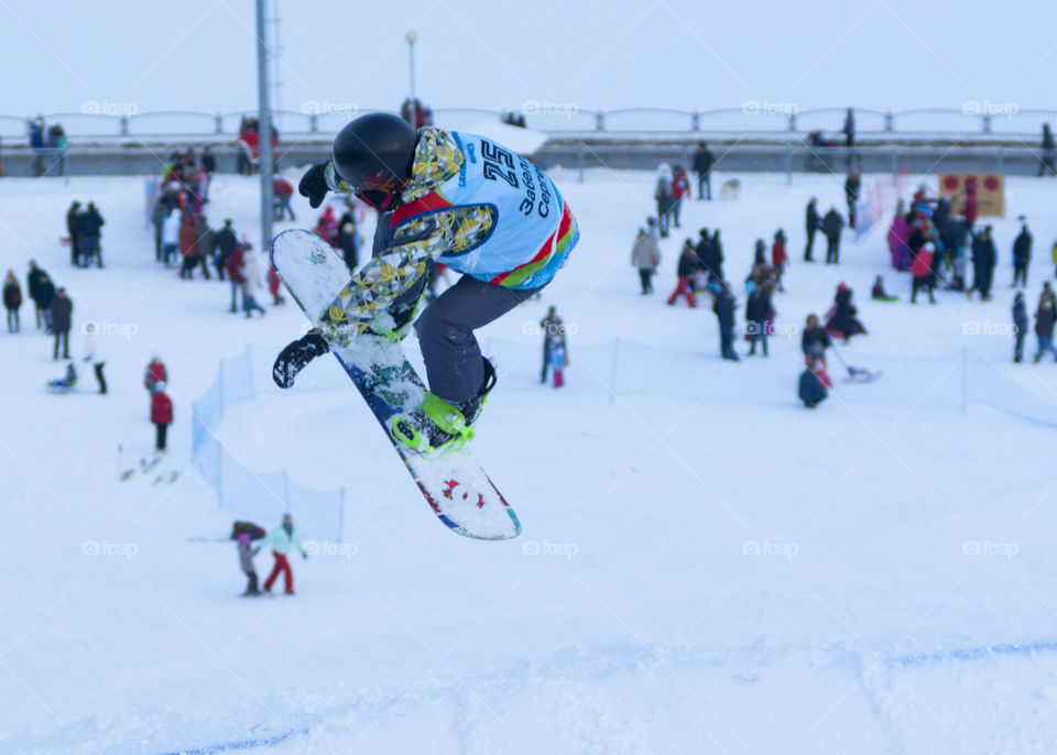 riding from the mountains on skis and skateboards