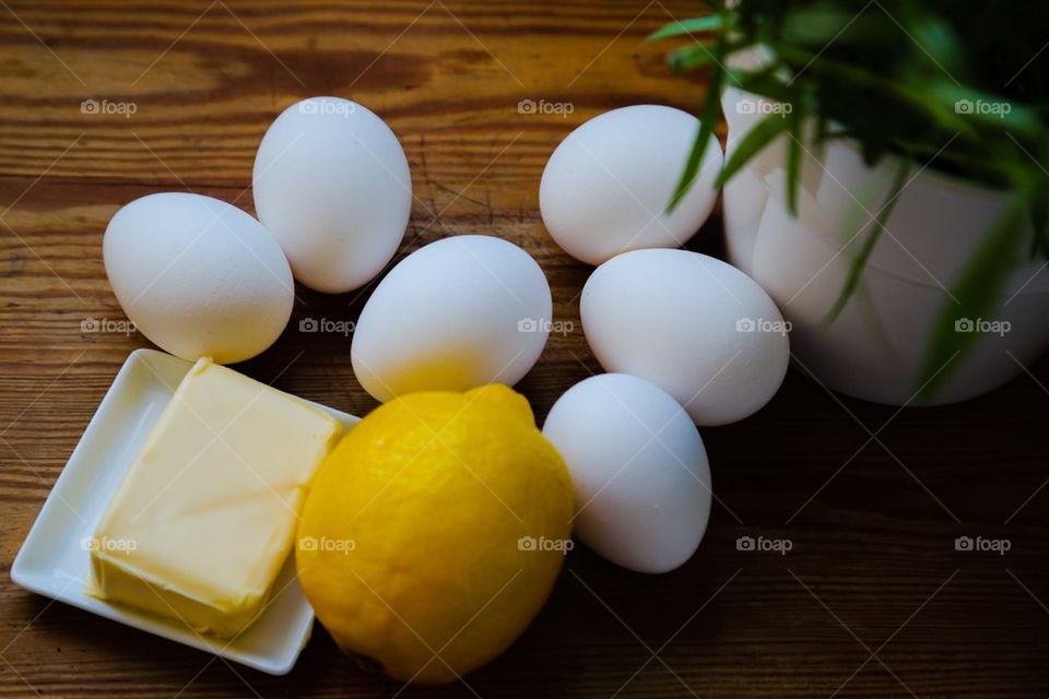 Butter, eggs and lemon