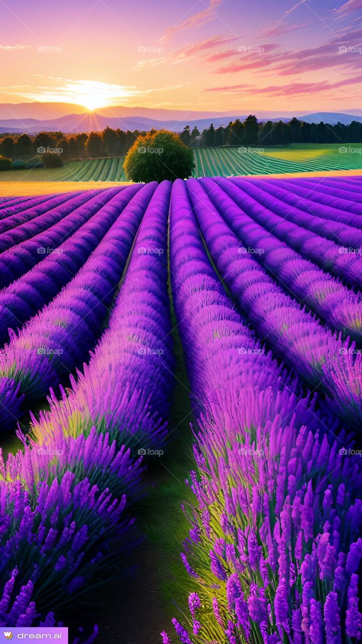 Campo di lavanda al tramonto