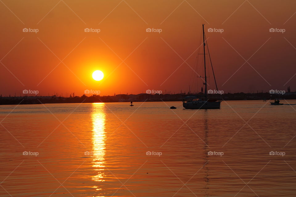 Sunset with boat