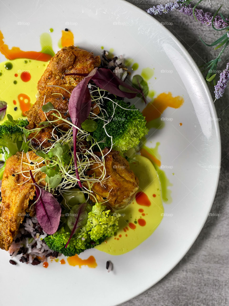 Chicken with rice and broccoli