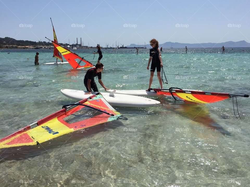 Family vacation- learning windsurfing 
