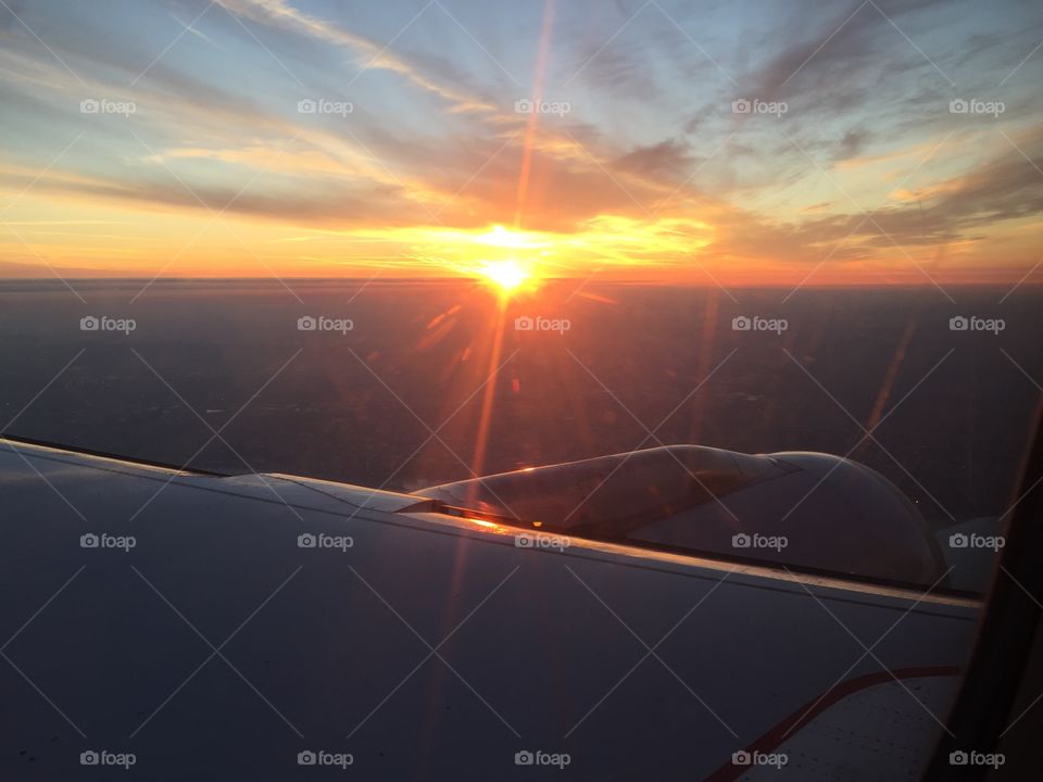 sunset on plane