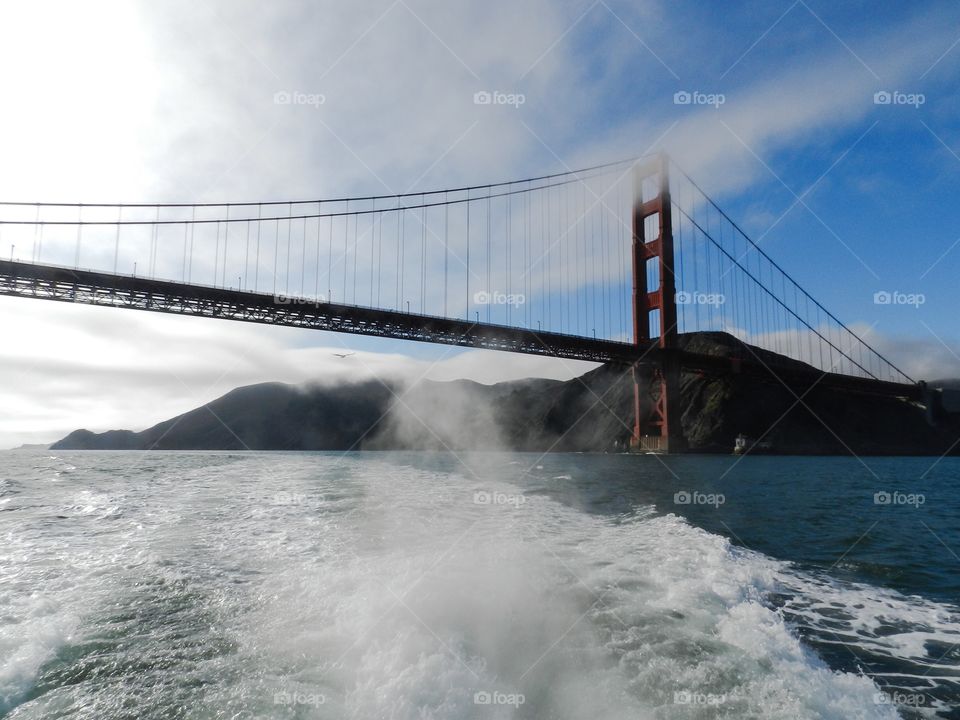 Ocean water and Golden Gate Bridge 