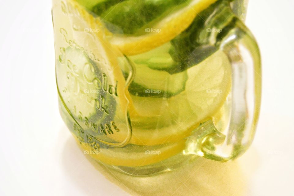 Water with lemon and cucumber