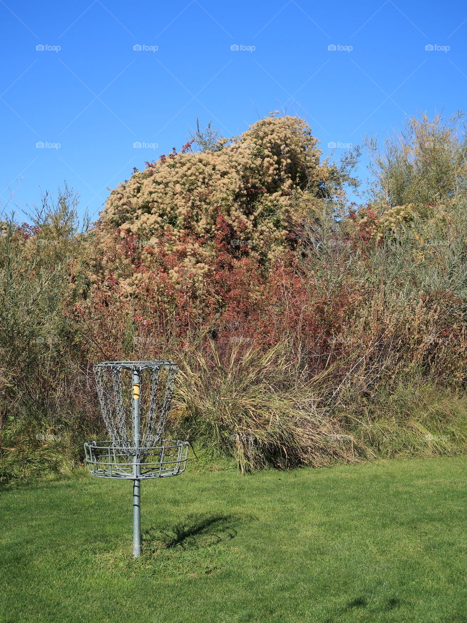 Frisbee Golf Course at Rimrock Park in Prineville in Central Oregon on a sunny fall day. 