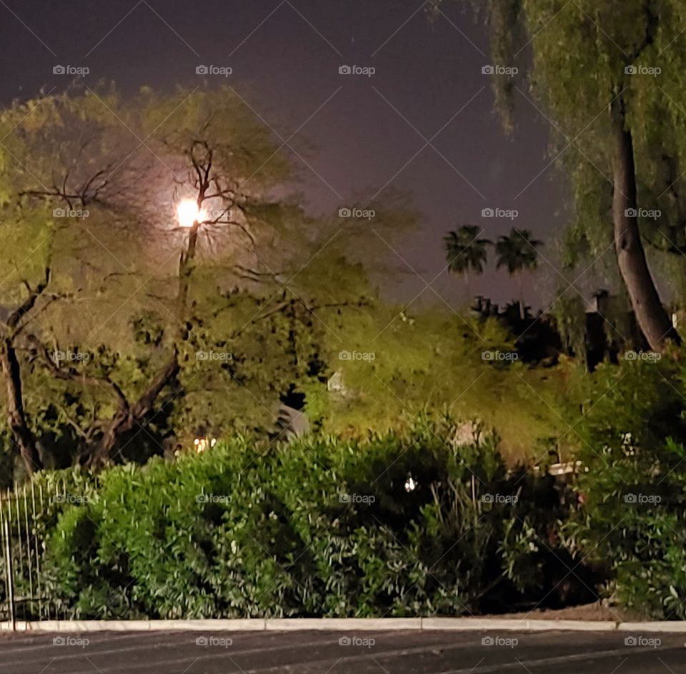 Az. full moon rises over rural neighborhood