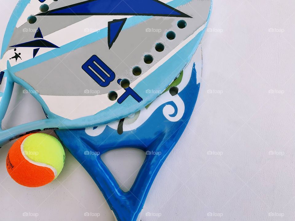 Beach tennis rackets and ball