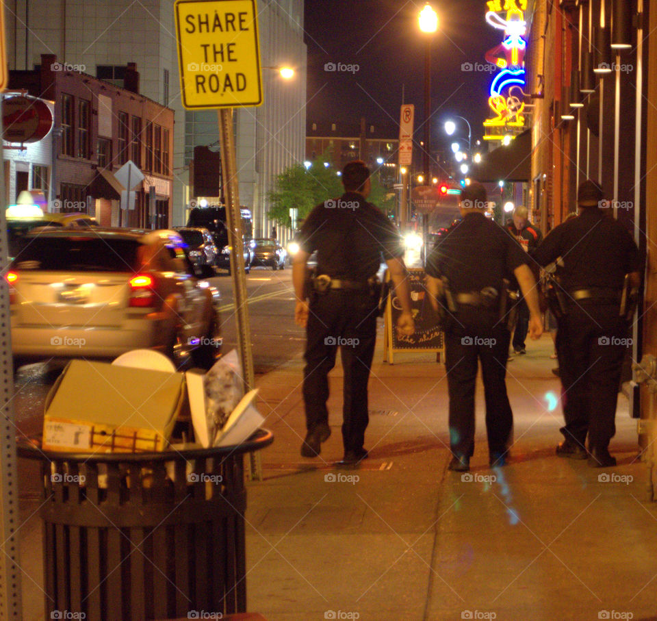 on the move. waliking through city