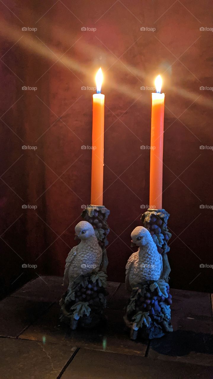 two romantic candle lights