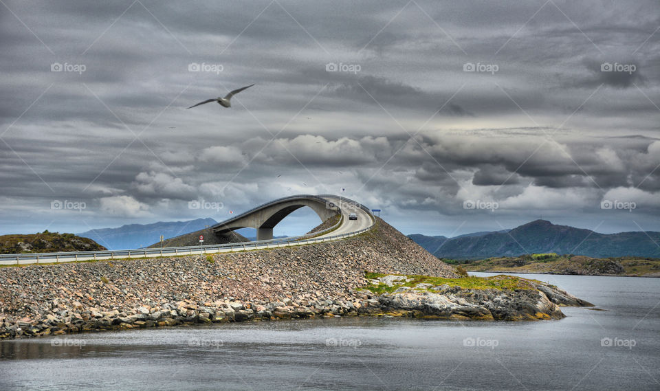 Scenic road that skips across the islands and water north of Molde