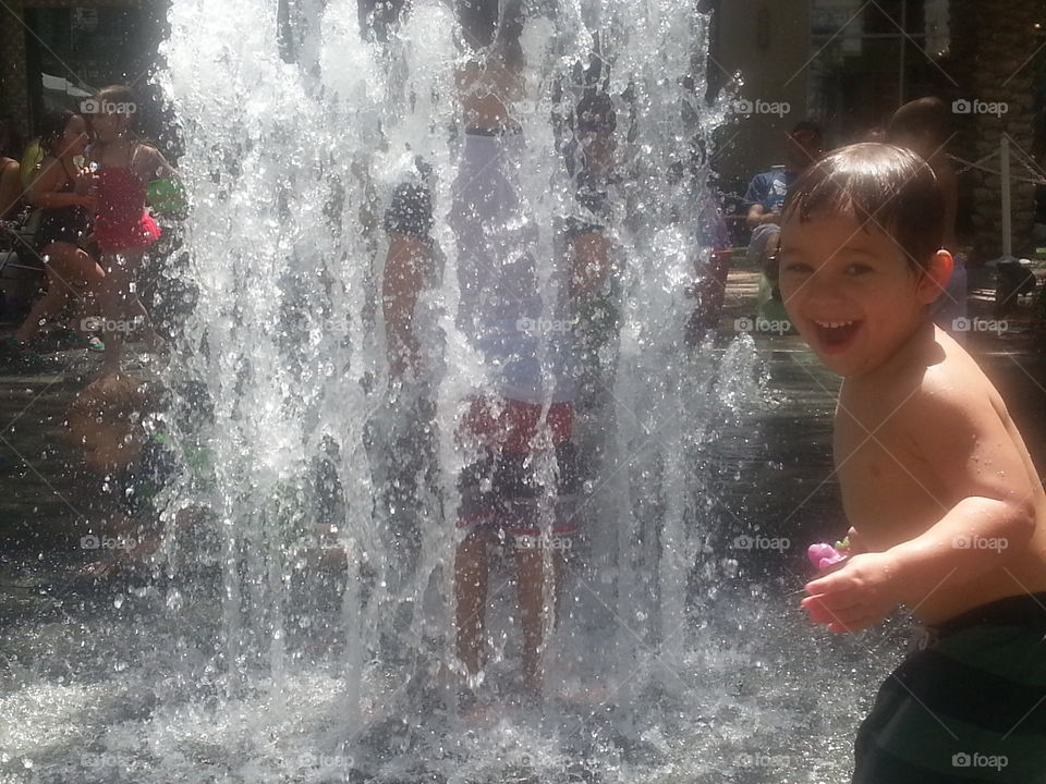 Fun in the splash pad.