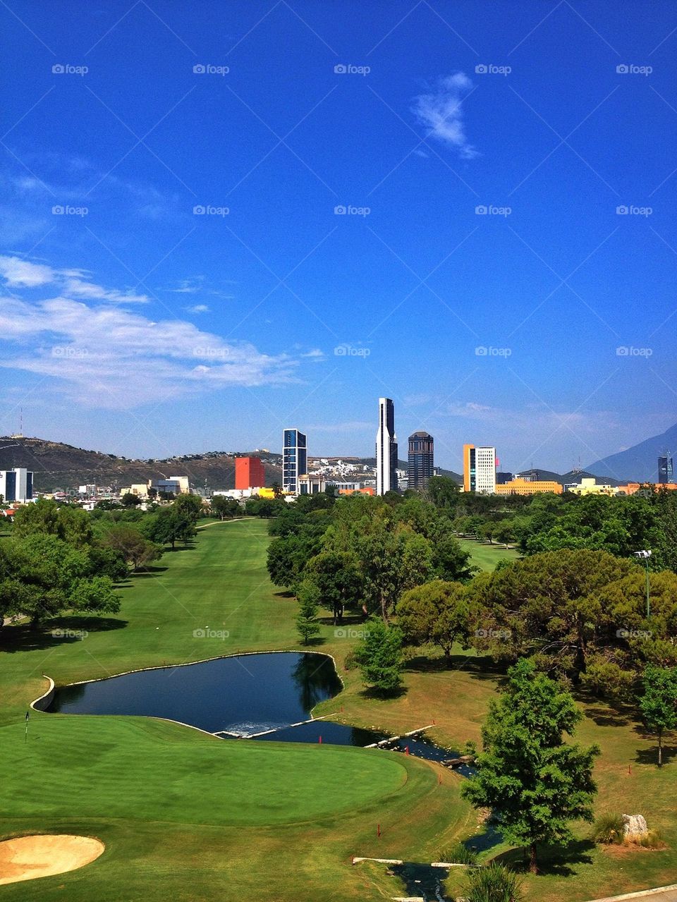 Monterrey Mexico cityline from Golf Court