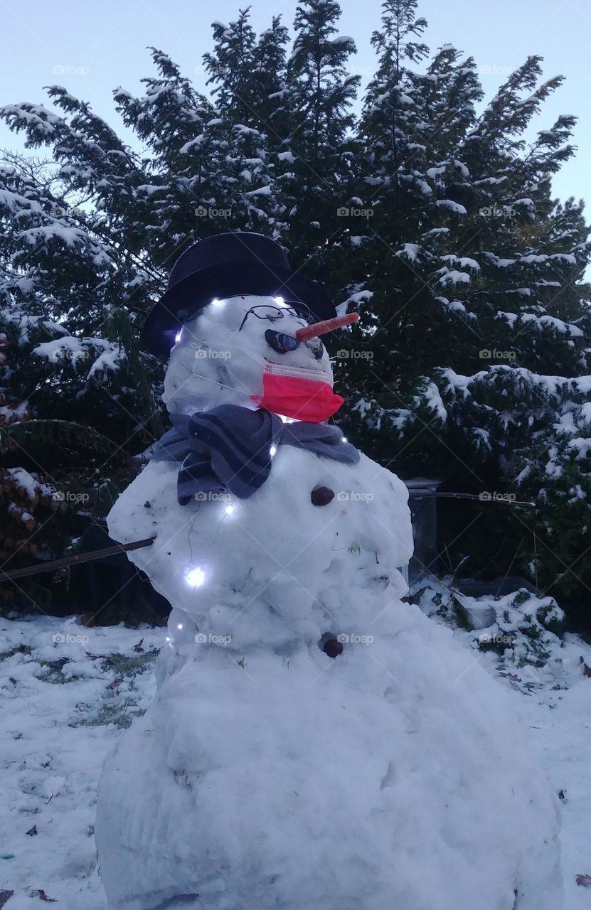 mundschutz corona Schneemann