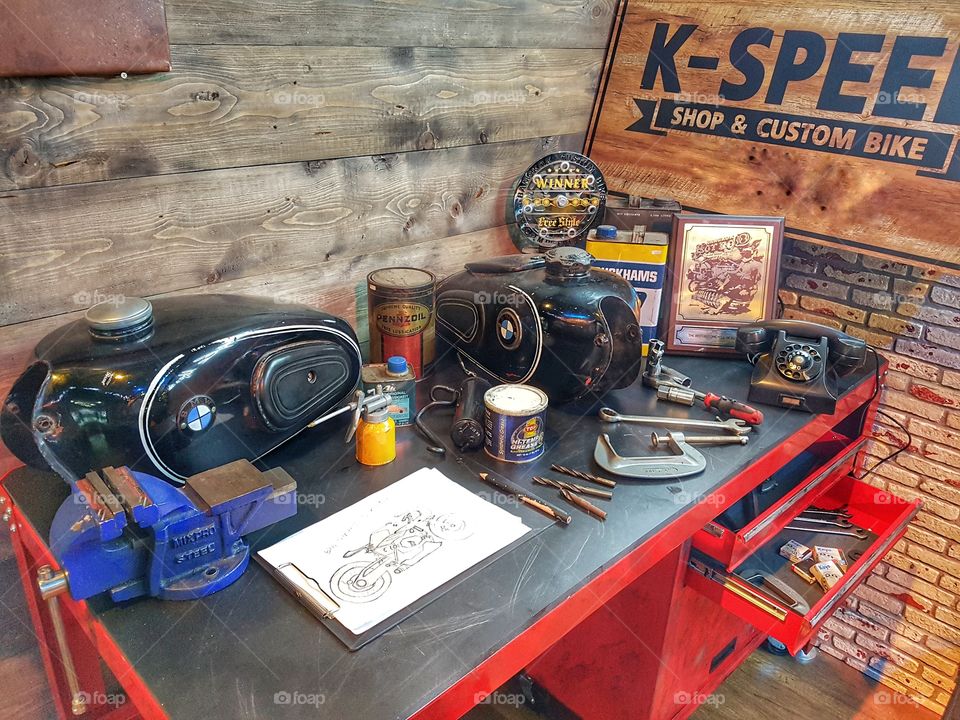 Detail corner of a vintage retro garage