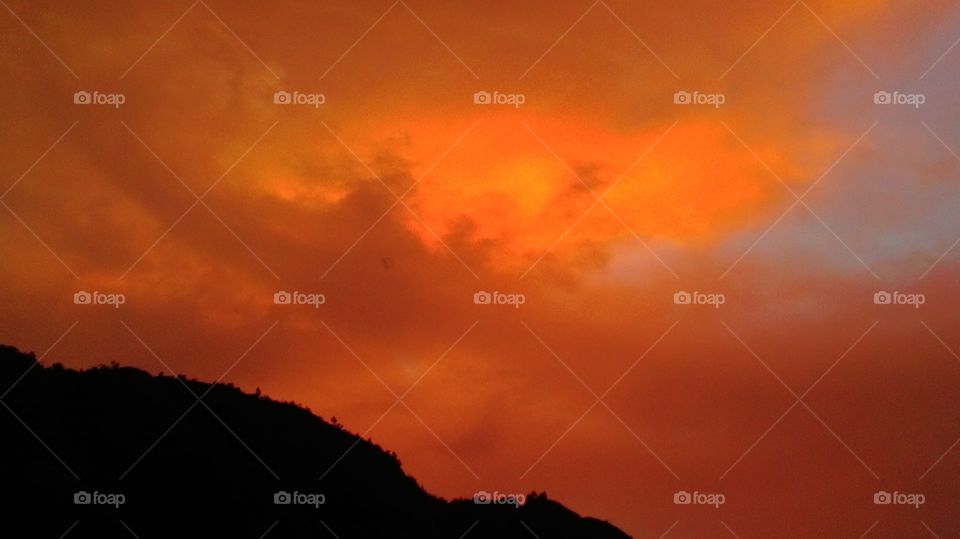 Almost blood red features of the sky in Sumatra / Indonesia 