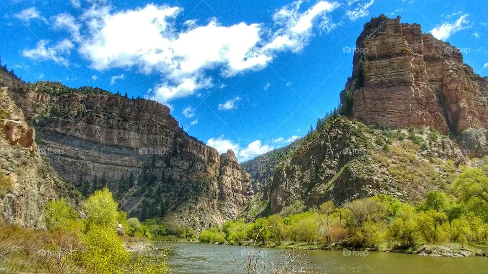 Beautiful blue sky day in Glenwood Canyon, Colorado.