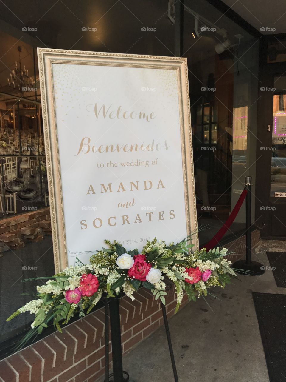Wedding sign outside of Judd sather photography and loft venue Stillwater Minnesota 