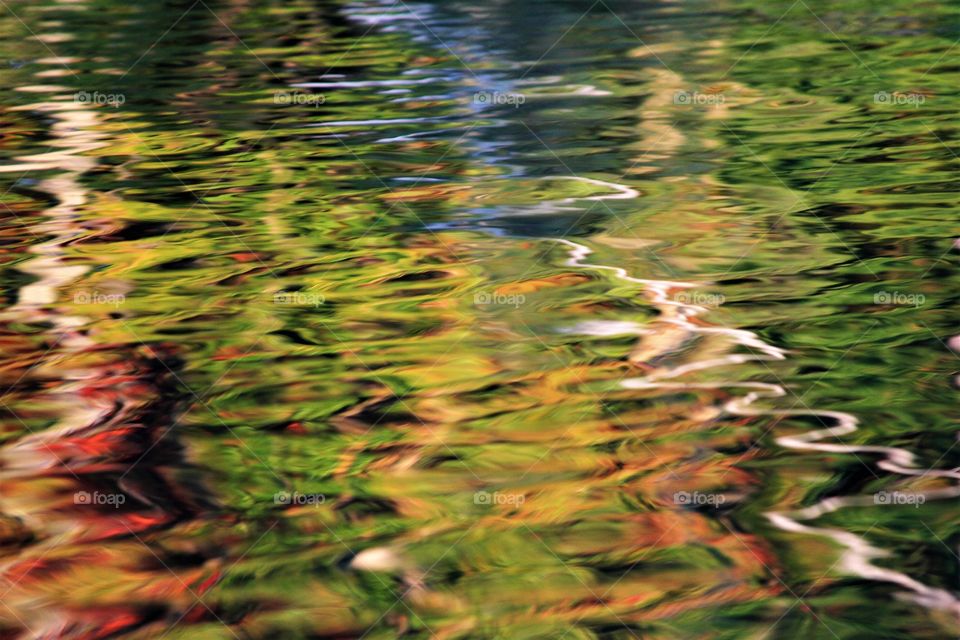 fall colors reflected on water