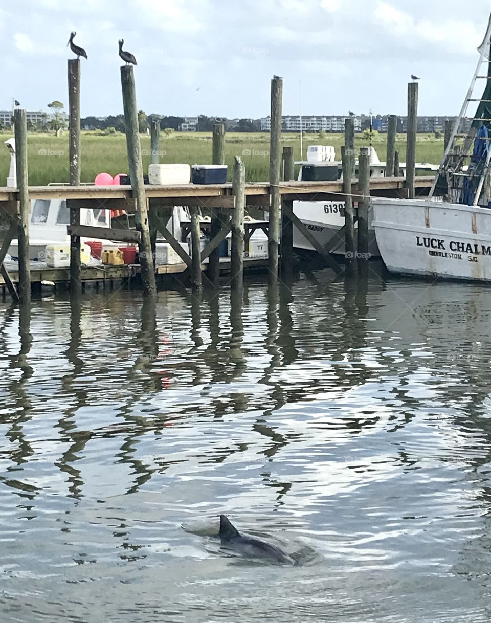 View of a fishing boat pier