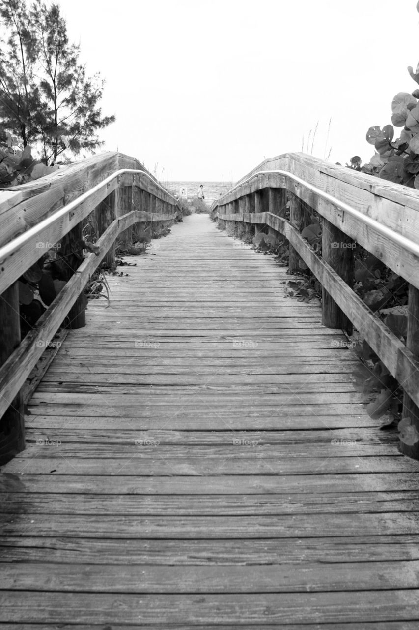 beach ocean wood bridge by lmtrent