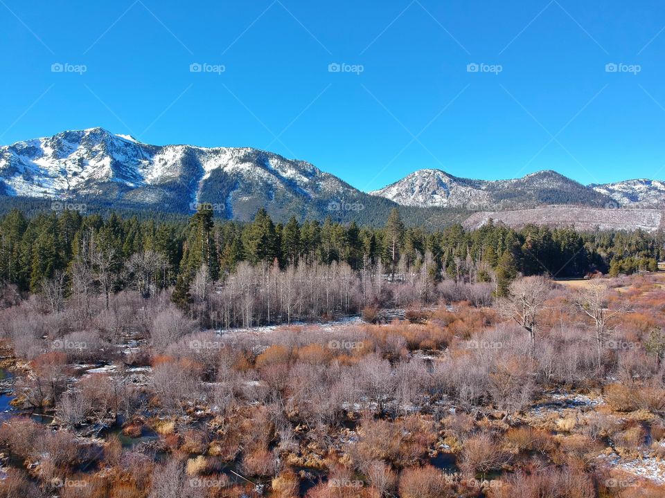 Aerial view of snowy mountains