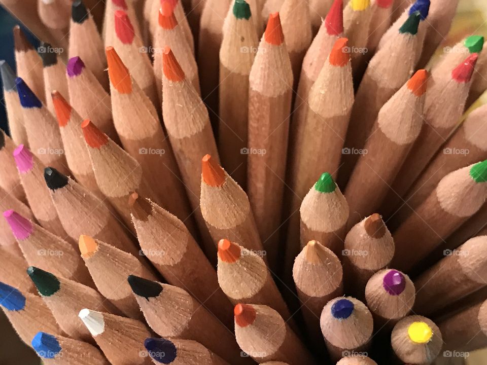 Pencil crayons stored in bowl