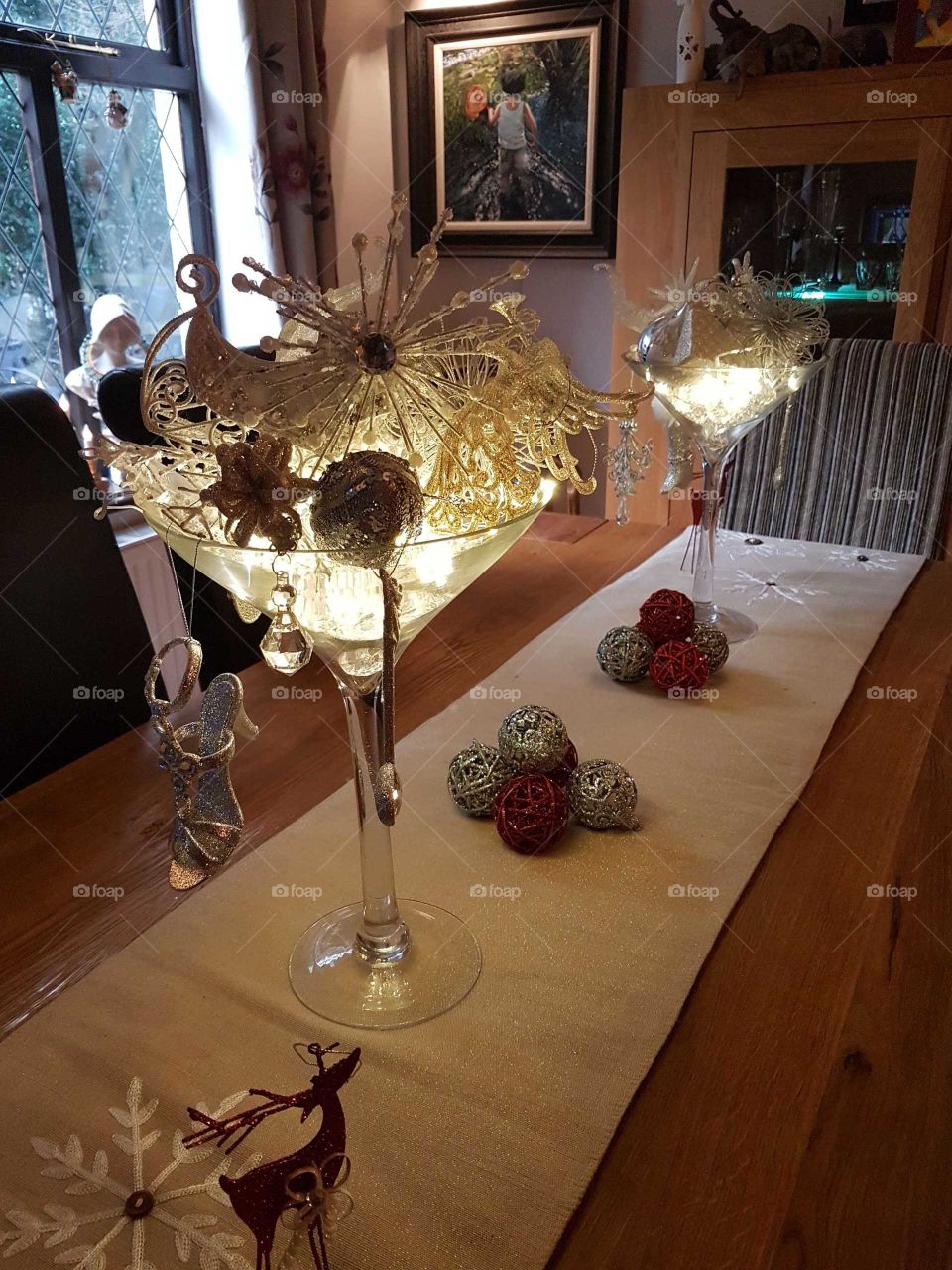 Feastive Christmas Glass Table Arrangement