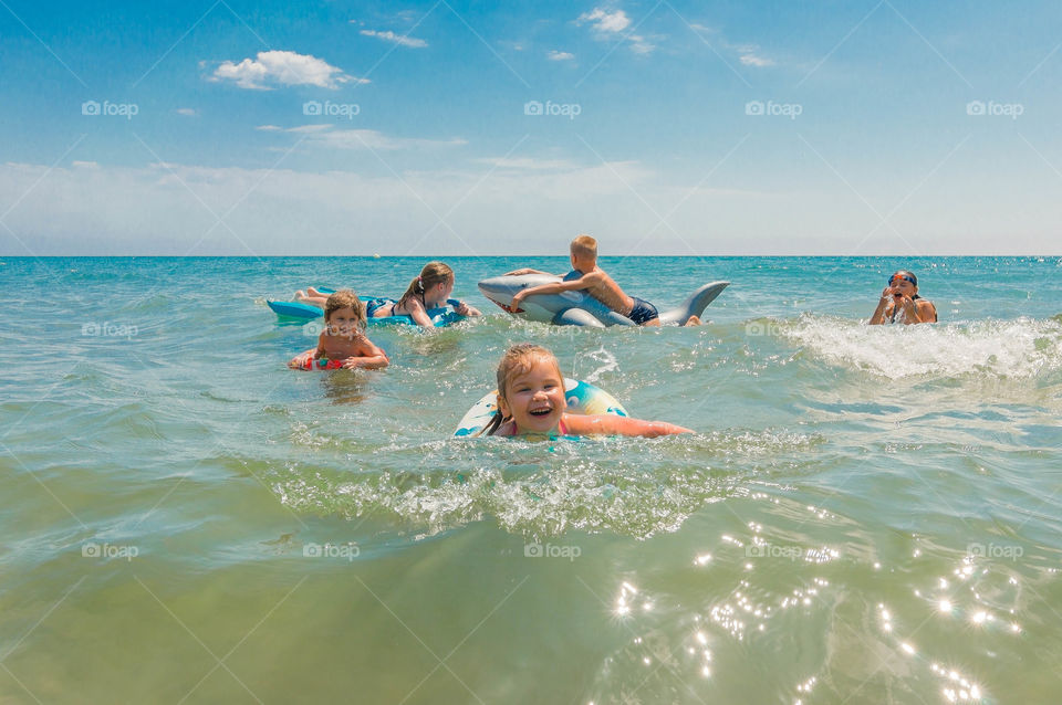Kids swimming