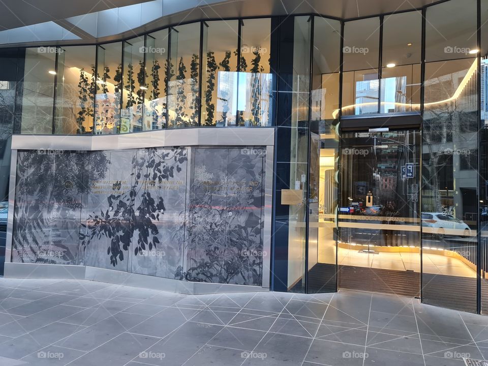 nice steel print artwork on a building in Melbourne CBD Australia