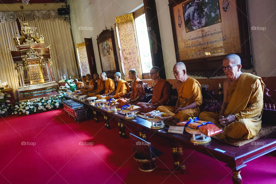 Wax figure monks