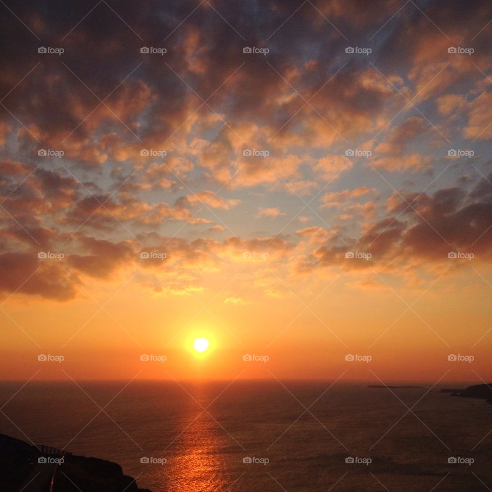 Sunset. Golden sunset on the Atlantic 