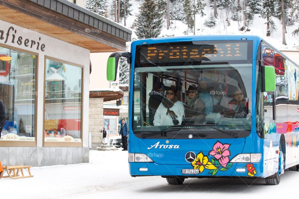 Bus In Arosa,Switzerland.