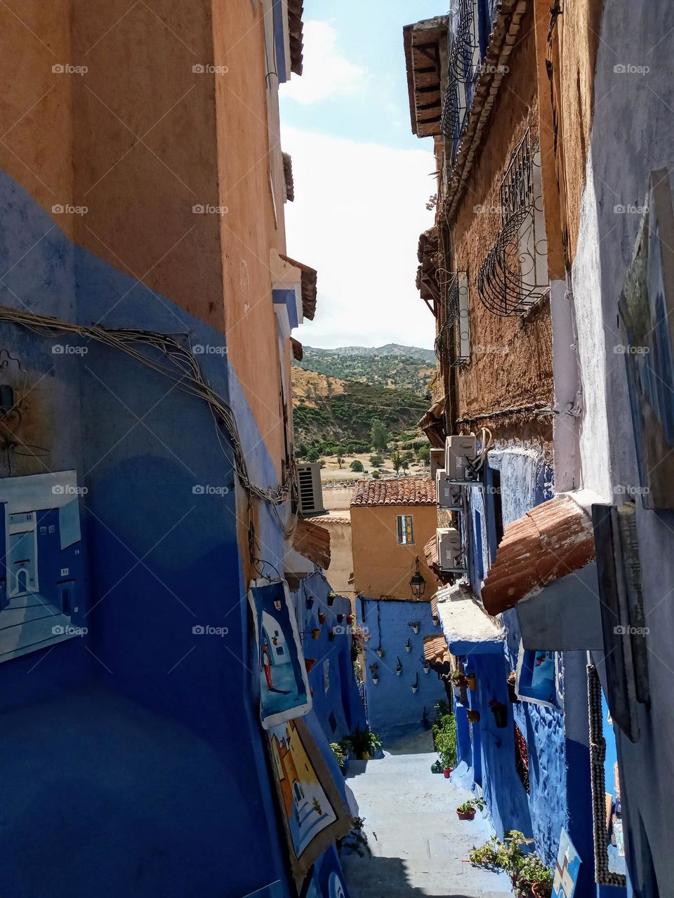 Alleys of chefchaouen city in morocco