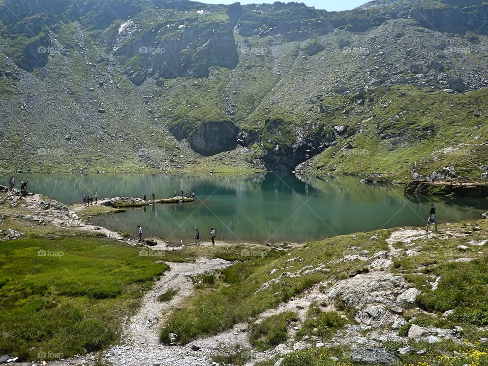 wonderful view of Lake in Carpathian mountains Romania