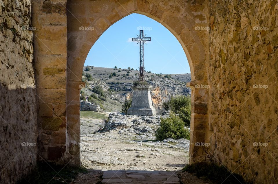 Cross through the arch 