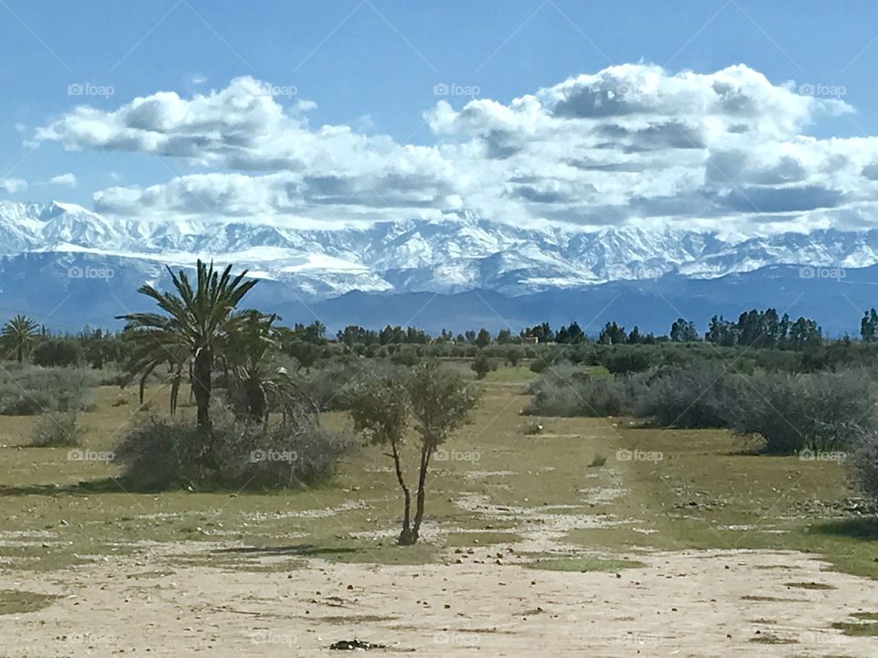 Spectacular view of Mount Atlas full of snow in Morocco. here the mountain reach 4100 meters