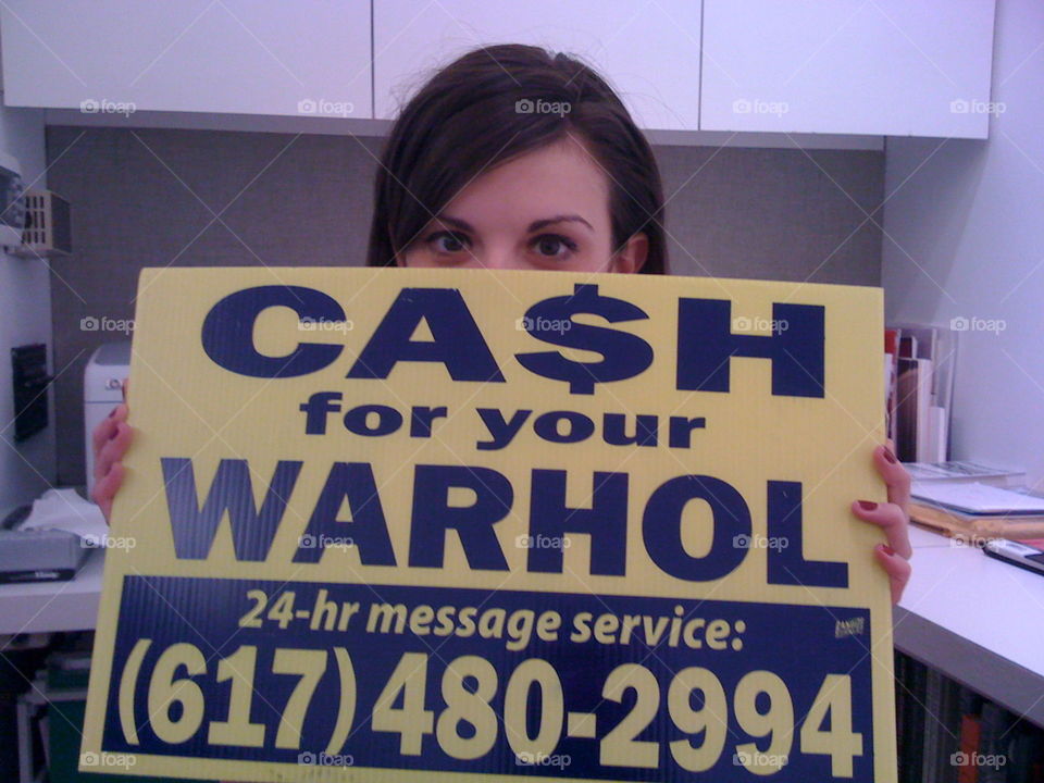 Gallery Girl with Warhol sign