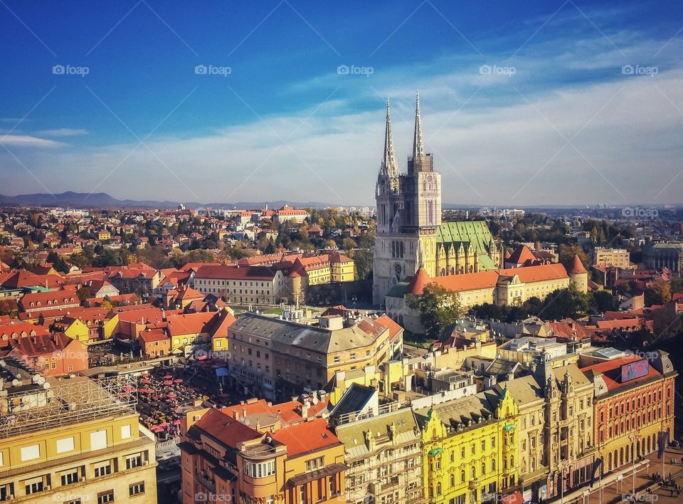 Aerial view of Zagreb, capital of Croatia 
