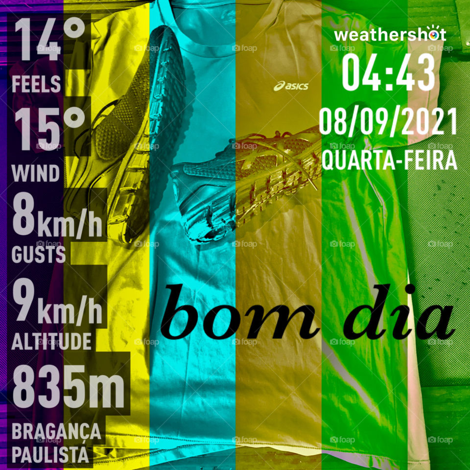 🏃‍♂️ 🇺🇸 Good Morning!  Everything ready to sweat the shirt. Let's go for a good morning jog?  Running is good for your health! / 🇧🇷 Bom dia! Tudo pronto para suar a camisa. Vamos para um bom cooper matinal? Correr faz bem para a saúde! 