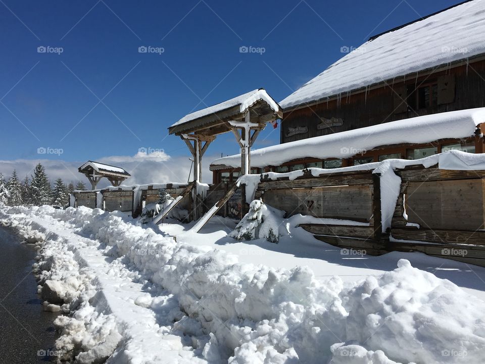 Mountain house in winter
