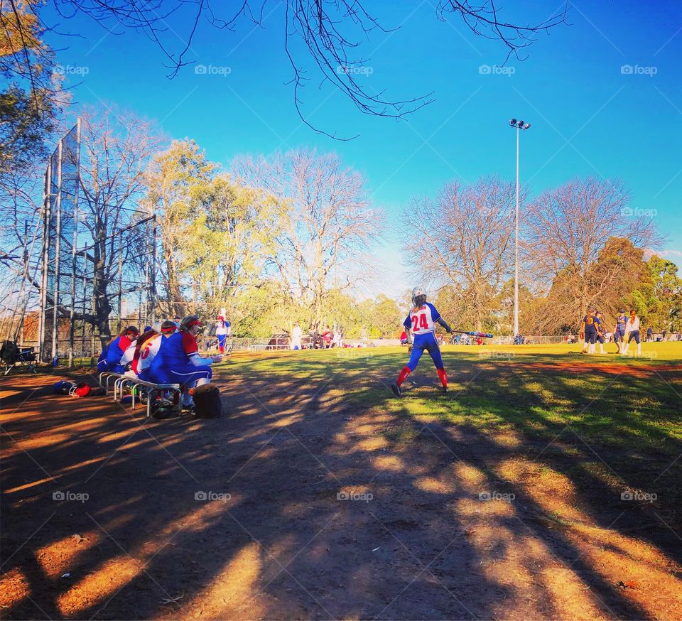 Cold winter softball- an afternoon of long shadows 