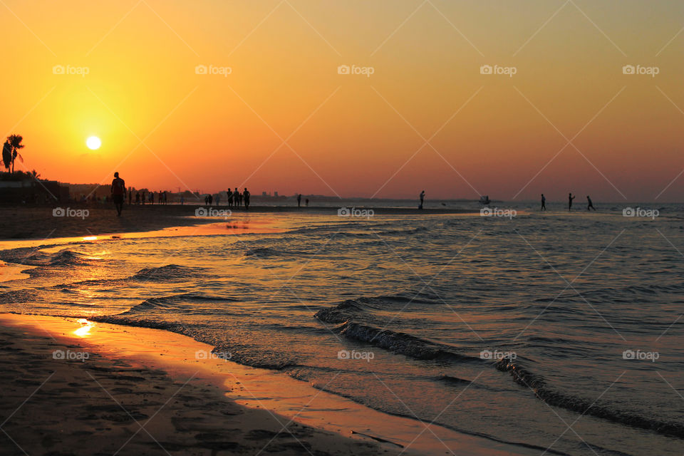Golden sunset at Quram Beach Muscat Oman