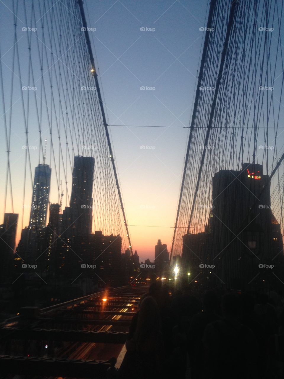 Brooklyn bridge. Brooklyn bridge set against the sunset