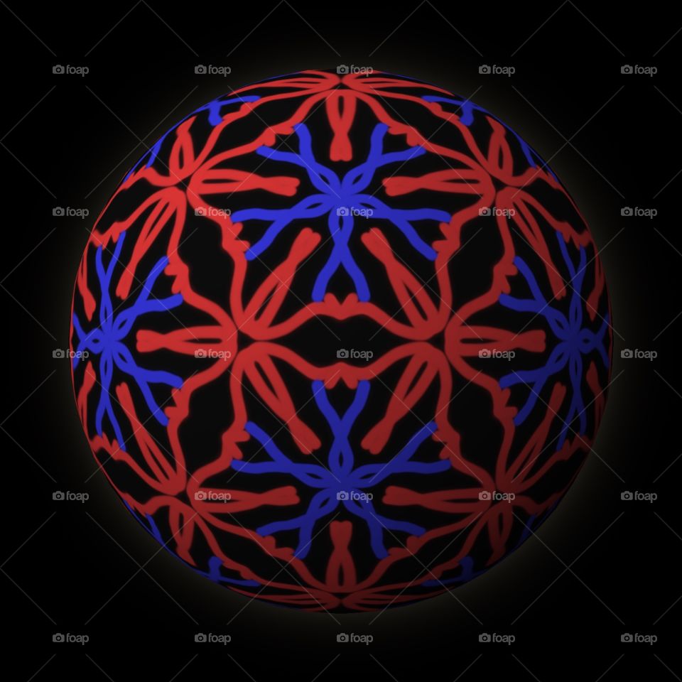Ornament Sphere red blue 