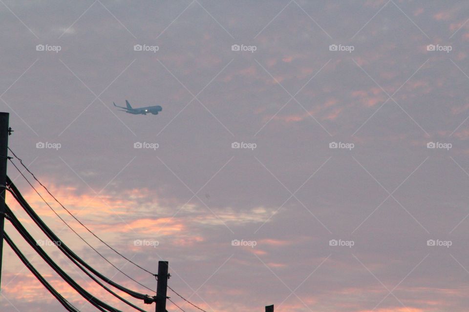 Sky, Sunset, No Person, Aircraft, Silhouette