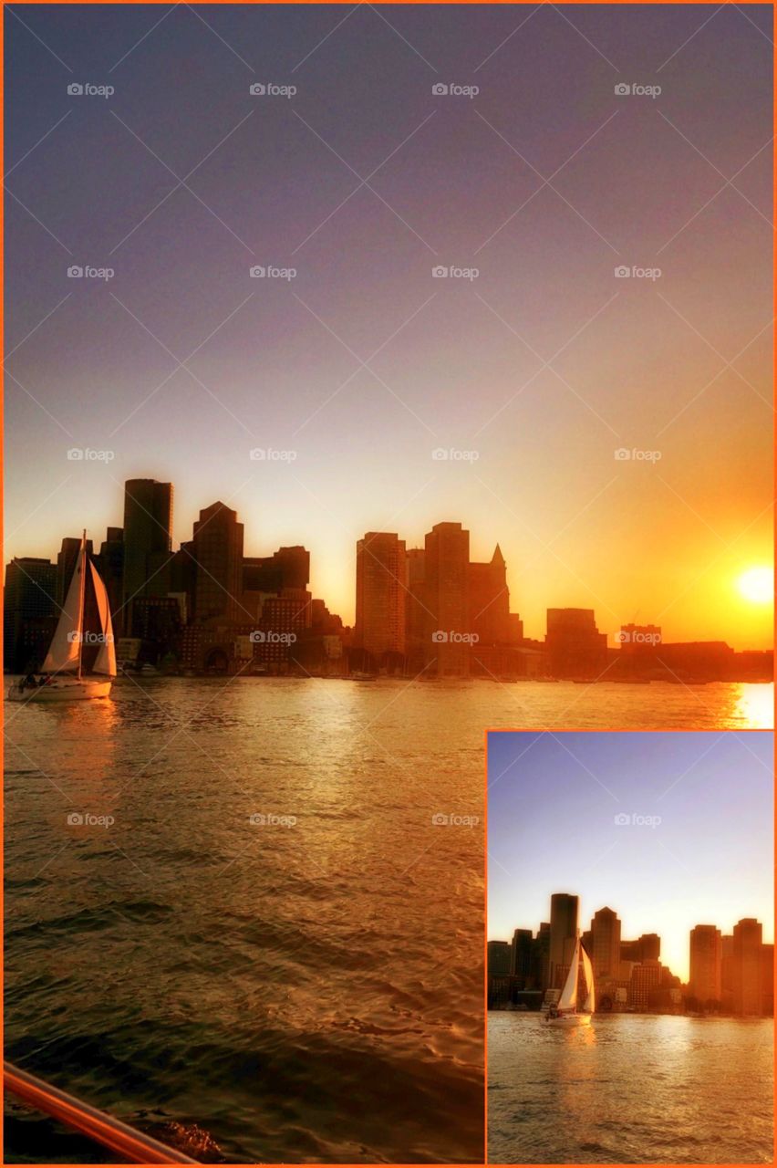 Sunset Boston Harbor, Massachusetts 