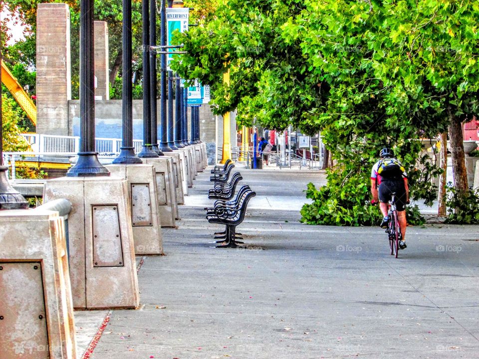 bike riding down the Sacramento River Walk